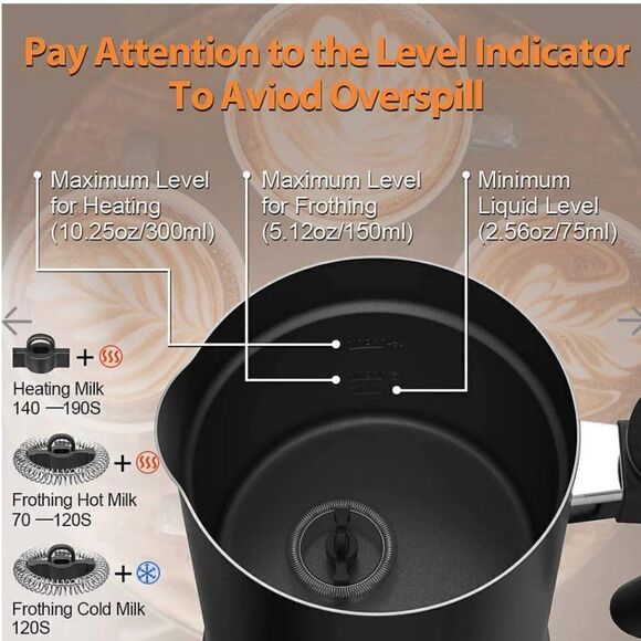 NEW BlackโChinya Milk Frother Automatic Frothe Hot & Cold Functions IcedโCoffee - Picture 3 of 16